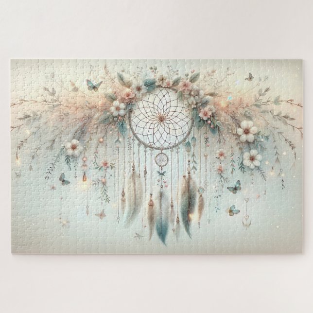 Pastel Floral Butterfly Dreamcatcher (Horizontal)