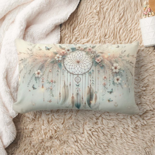 Pastel Floral Butterfly Dreamcatcher Lendenkissen (Decke)
