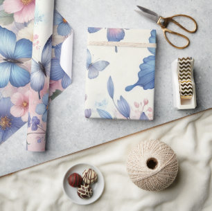 Pastel Floral Butterfly Packpapier - elegant