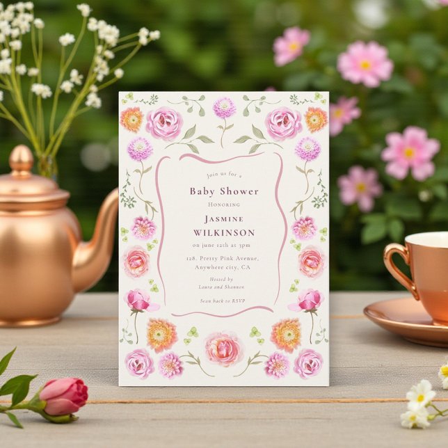 pastel  Floral coquette Floral  baby shower  Einladung (Von Creator hochgeladen)