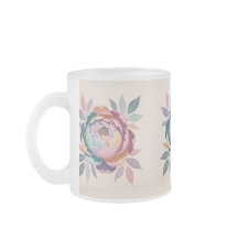 Pastel Floral Crème Frosted Verre Mug