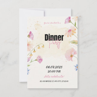 Pastel Floral Dinner Party Einladung