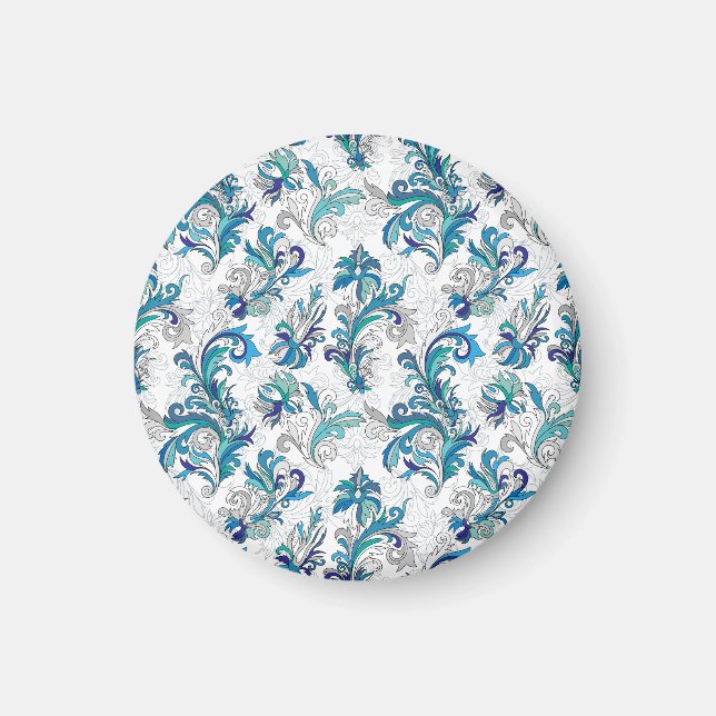 Pastel Floral Doodle Vintages Muster. Magnet (Vorne)