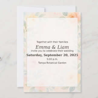 Pastel Floral Faire-part de mariage d'aquarelle | 