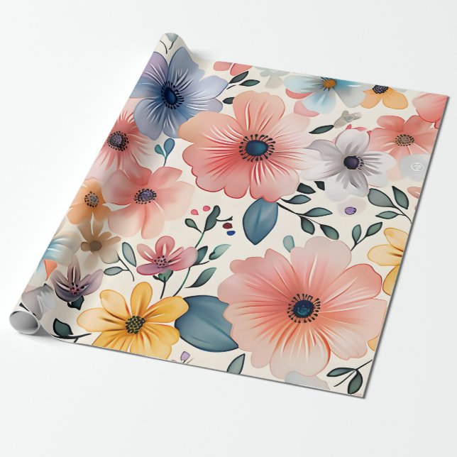 Pastel Floral Fantasy Geschenkpapier (Ungerollt)
