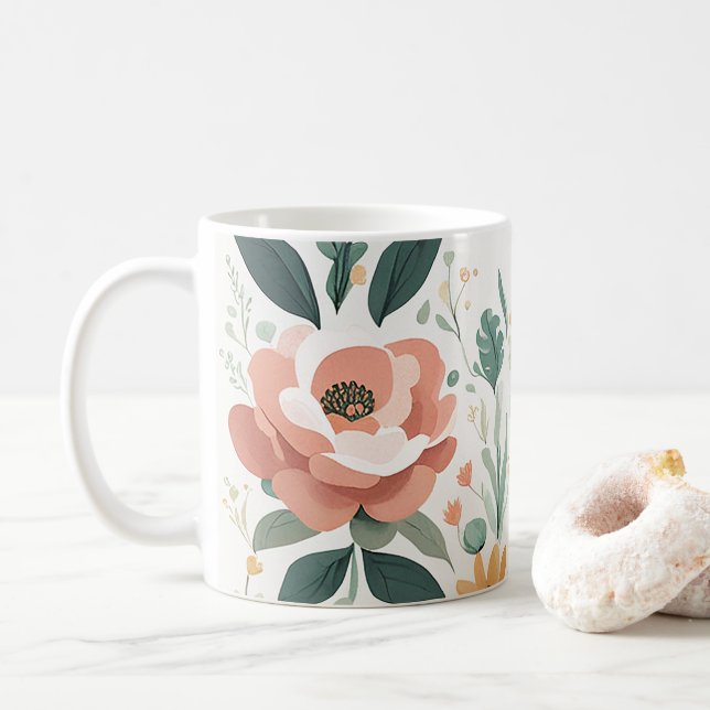 Pastel Floral Fiesta Kaffeetasse (Mit Donut)