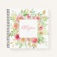 Pastel Floral Frame Spiral Notebook