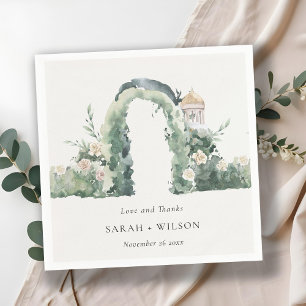 Pastel Floral Garden Arch Botanische Hochzeit Dank Serviette