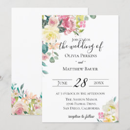 Pastel Floral Garden Hochzeit Einladung