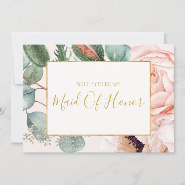 Pastel Floral Garden | Trauzeugin Vorschlagskarte Einladung (Vorderseite)