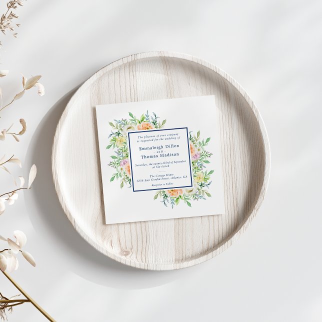 Pastel Floral Garden Wasserfarbenhochzeit Einladung (Von Creator hochgeladen)