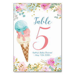 Pastel Floral Glace Numéro de table moderne