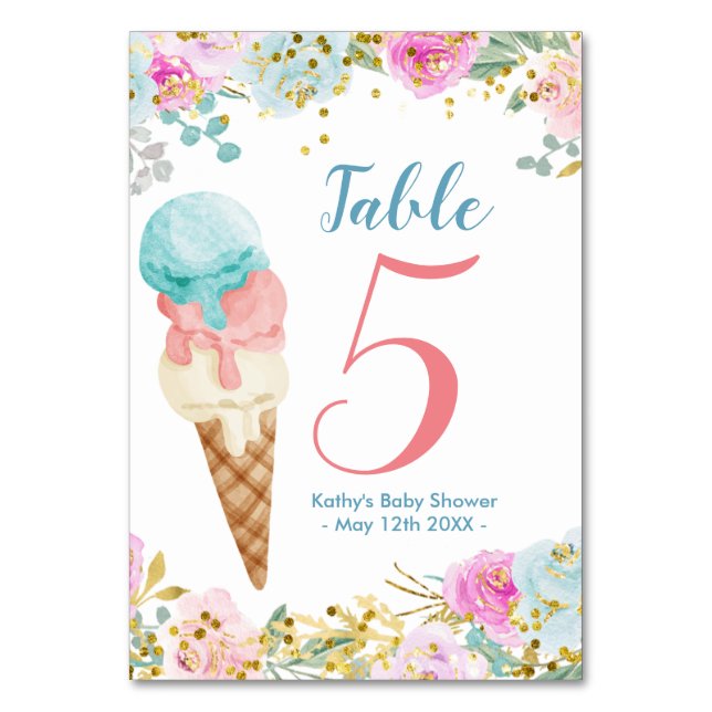 Pastel Floral Glace Numéro de table moderne (Par défaut)