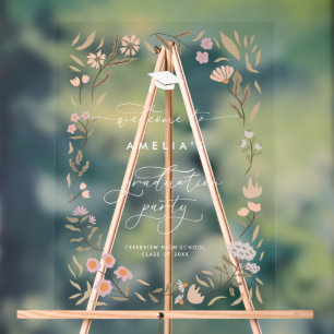Pastel Floral Graduation Party unterzeichnen Acrylschild
