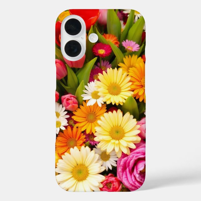 Pastel Floral Harmony - sanfte Frühlingsblumen iPhone 16 Hülle (Rückseite)