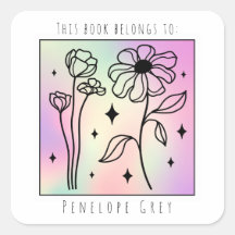 Pastel Floral Hologram Square Buchplatte