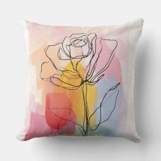 Pastel Floral Line Oreiller à lancer