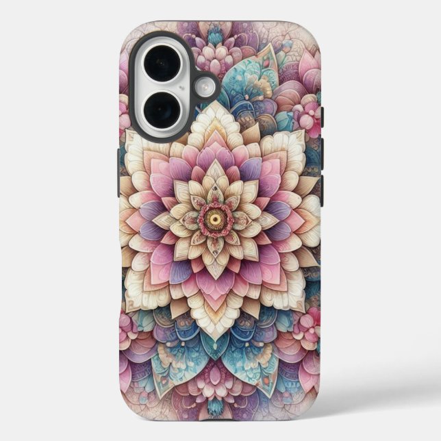 Pastel Floral Mandala Bliss iPhone 16 Hülle (Rückseite)