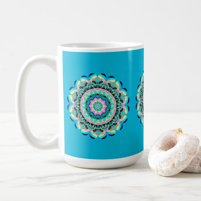 Pastel Floral Mandala Mug (Avec donut)