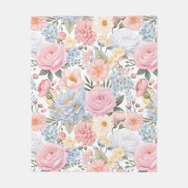 Pastel Floral Medley Blume Muster Fleecedecke (Vorderseite)