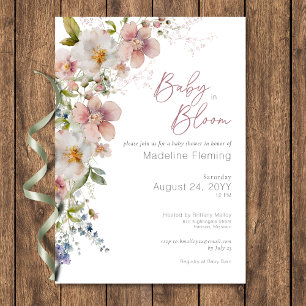 Pastel Floral Modern Baby in Bloom Baby Dusche Einladung