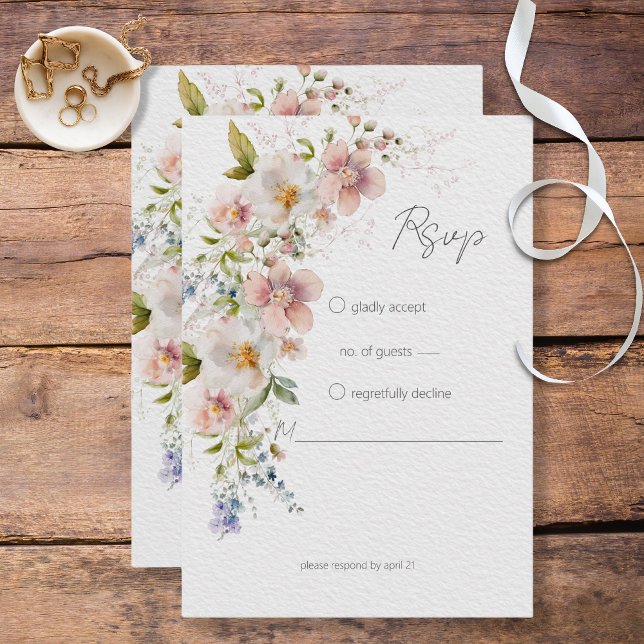 Pastel Floral Moderne Hochzeit RSVP Karte (Von Creator hochgeladen)