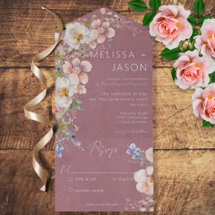 Pastel Floral Modernes Dustrosa Kein Abendessen All In One Einladung
