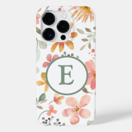 Pastel Floral Monogram iPhone Case