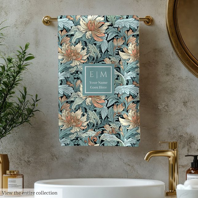 Pastel Floral Morris Serviette De Bain Inspiré (Pastel Floral Morris Inspired Bath Towel)