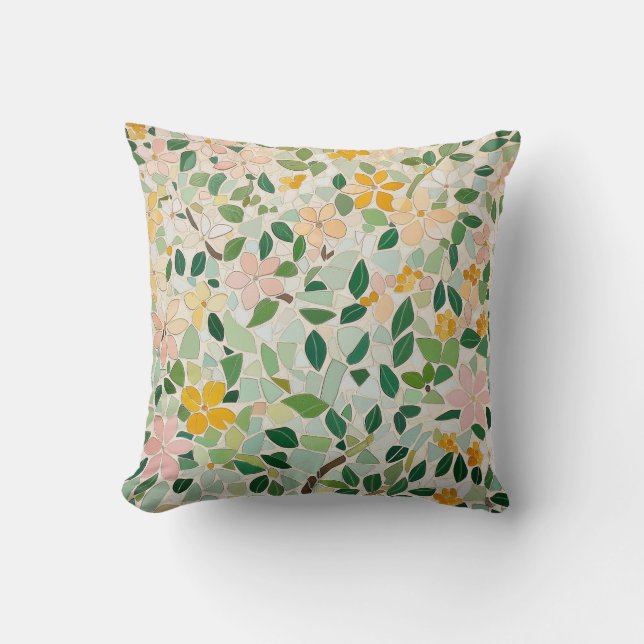 Pastel Floral Mosaic Garden Kissen (Vorderseite)