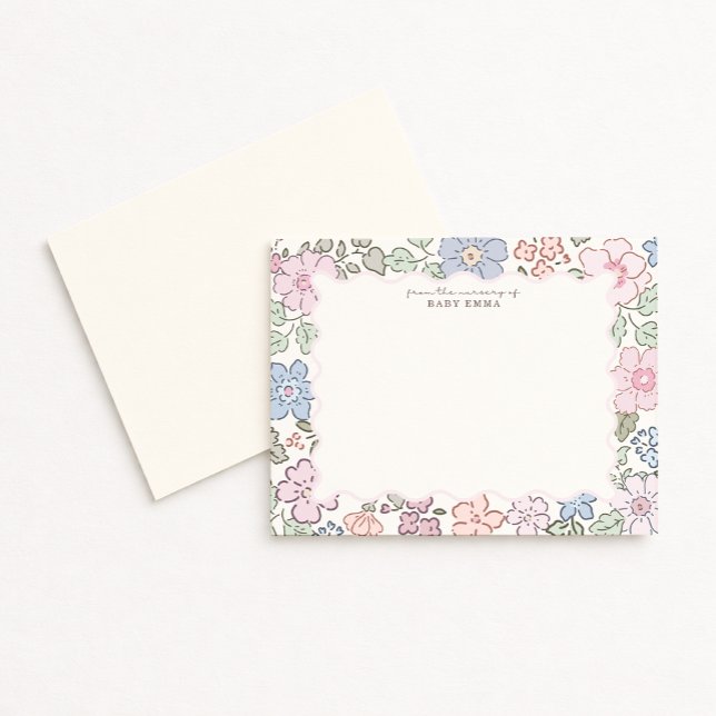 Pastel Floral Nursery Frame Note Card Einladung (Von Creator hochgeladen)