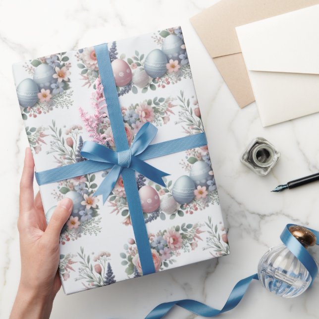 Pastel Floral Ostereier Wrapping Papier Geschenkpapier (Schenken)