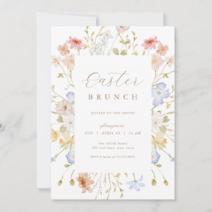 Pastel Floral Ostern Brunch Ei Jagd Einladung