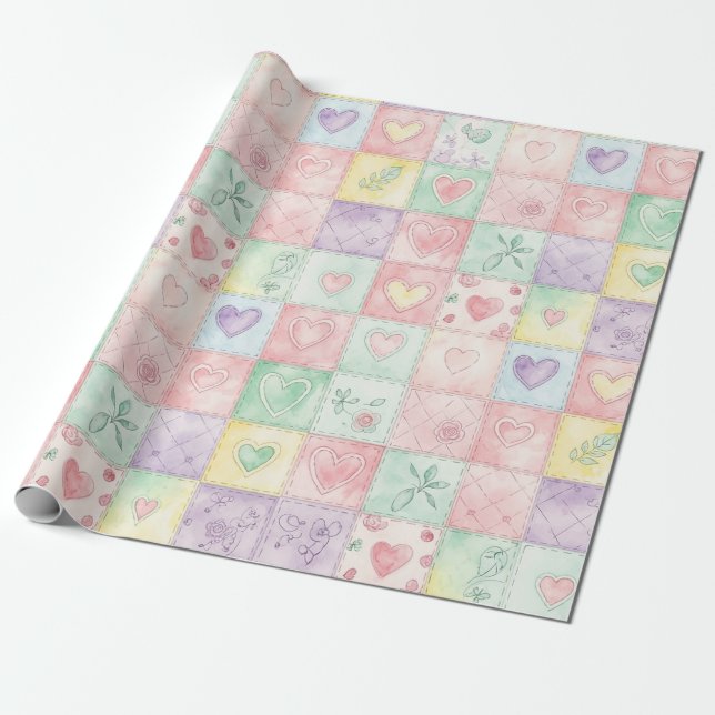 Pastel Floral Patchwork Picnic Pattern (3) Geschenkpapier (Ungerollt)