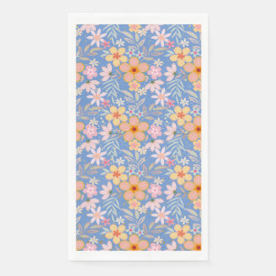 Pastel Floral pattern C01 Lblue BG Serviette