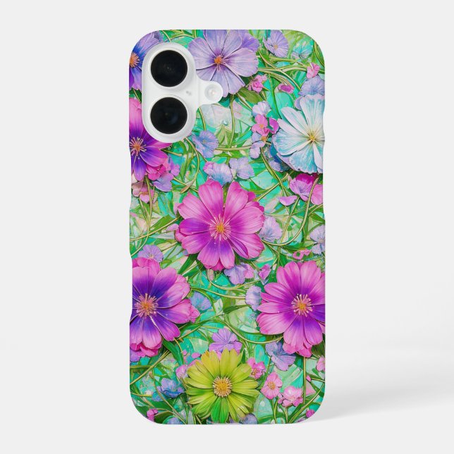 Pastel Floral Pattern Phone Case iPhone 16 Hülle (Rückseite)