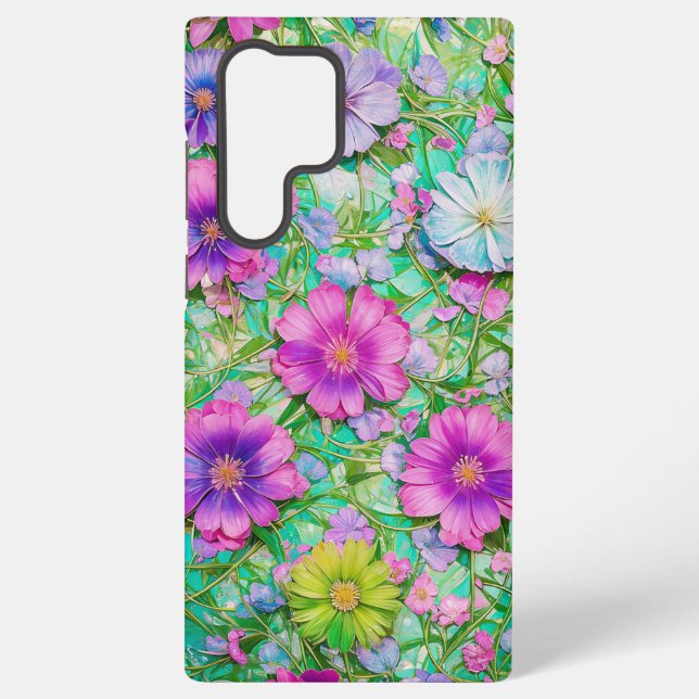 Pastel Floral Pattern Phone Case Samsung Galaxy Hülle (Rückseite)