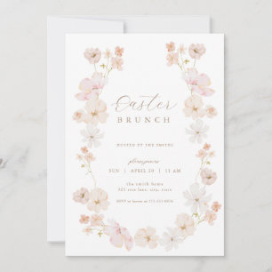 Pastel Floral Peach Pâques Brunch Invitation