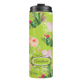 Pastel Floral Personalisiert Cactus Thermosbecher
