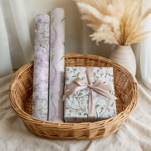 Pastel Floral Pink Lavender Elegante Bridal Weddin Geschenkpapier Set