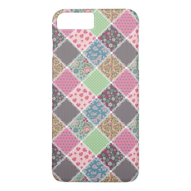 Pastel Floral Quilt Square Case-Mate iPhone Hülle (Rückseite)
