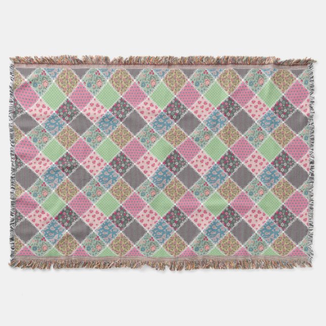 Pastel Floral Quilt Square Decke (Vorderseite)
