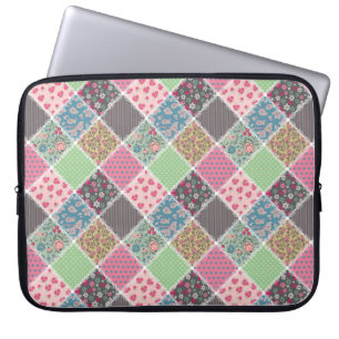 Pastel Floral Quilt Square Laptopschutzhülle