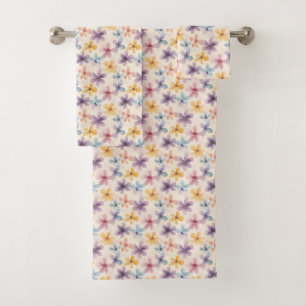 Pastel Floral Retro Hippie Blume Badhandtuch Set