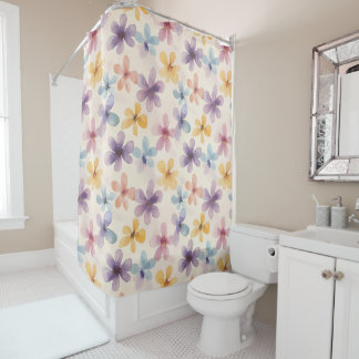 Pastel Floral Retro Hippie Blume Duschvorhang