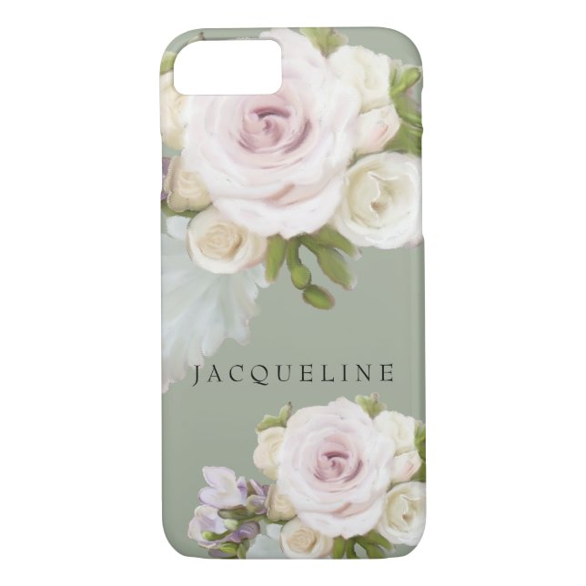Pastel Floral Rose Freesia Blume Handgestrichen Case-Mate iPhone Hülle (Rückseite)