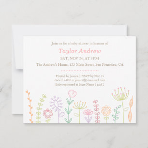 Pastel Floral Spring Baby Einladungen