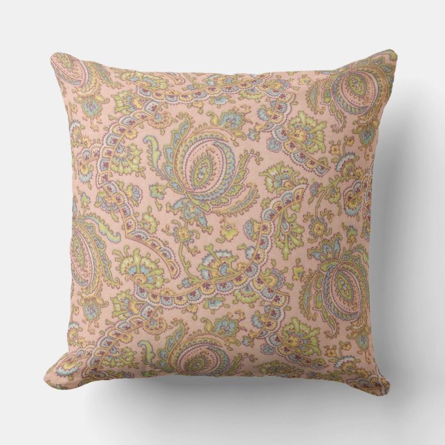 Pastel Floral sur oreiller à lancer rose (Recto)