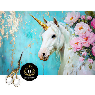 Pastel Floral Unicorn Decoupage Seidenpapier