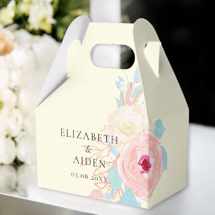 Pastel Floral Watercolor Hochzeit Geschenkschachtel
